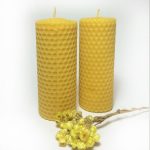 Natural Beeswax Candle - Set of Two Small Candles (4cm x 10cm)