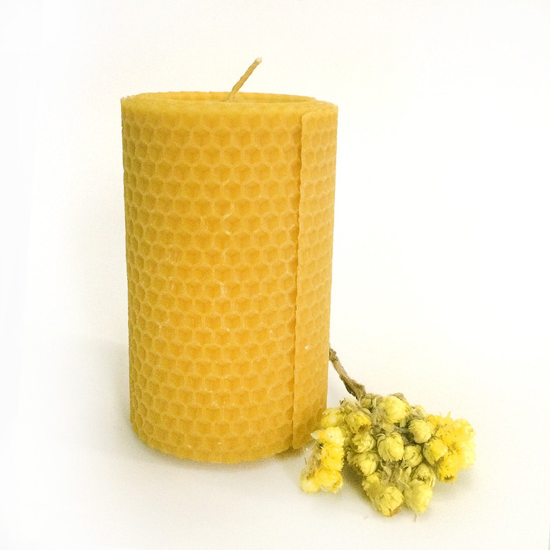 Natural Beeswax Candle - Set of Two Small Candles (6cm x 10cm)