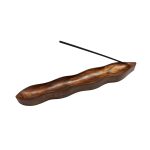 Wavy Leaf Wood Incense Holder | Handcrafted Ritual Base