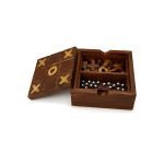 Handcrafted Solitaire & Tic-Tac-Toe Game Set | Wooden Gift