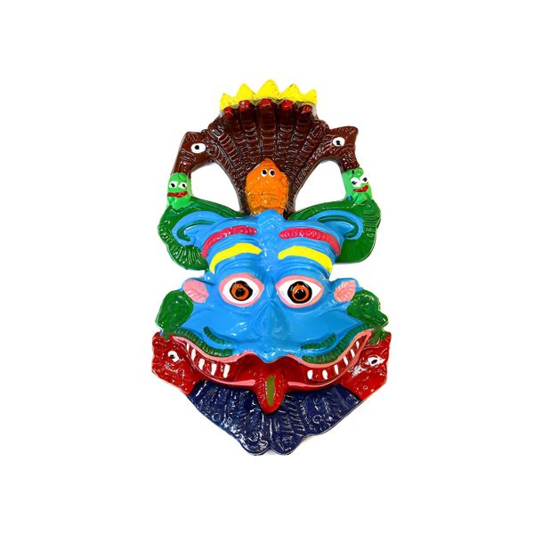 Hand-Painted Snake-Crowned Wall Mask