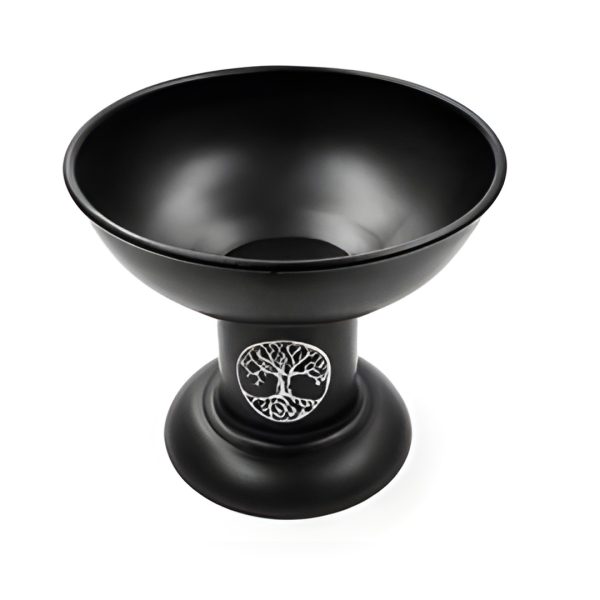 Black Metal Pedestal Incense Bowl